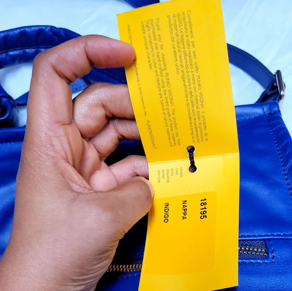 Plinio Visona Lamb Soft Blue ITALIAN Leather Purse Satchel Crossbody Handbag - Picture 5 of 6